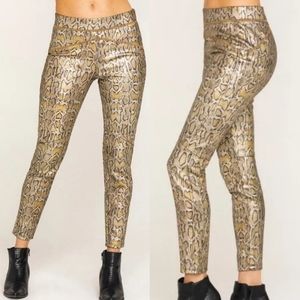 Free People Rio Python Snakeskin Pull-On Leggings XS Edgy Luxe Statement